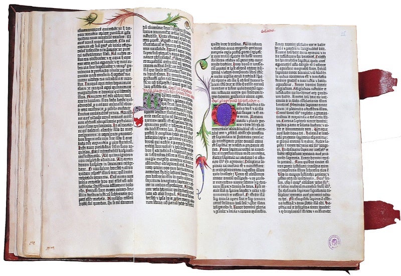 The 42–Line Bible, printed by Gutenberg.