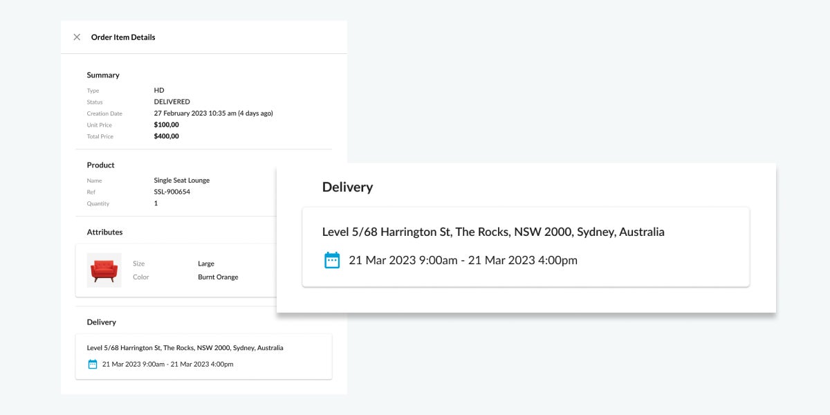 Order item with multiple delivery dates details drawer