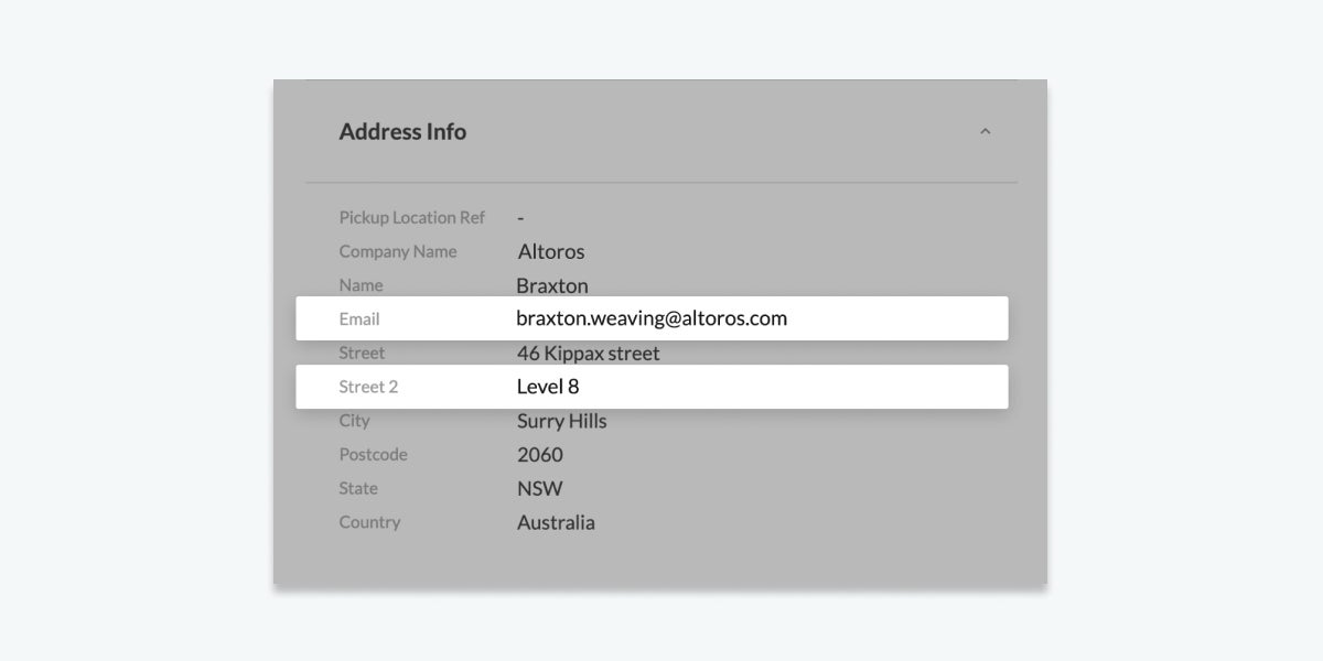 Email & Address in order details updates